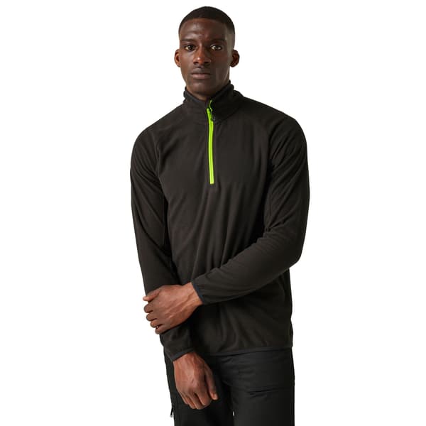 Regatta Professional Herr Half Zip Fleecetopp S Svart/Limegrön Black/Lime Green S