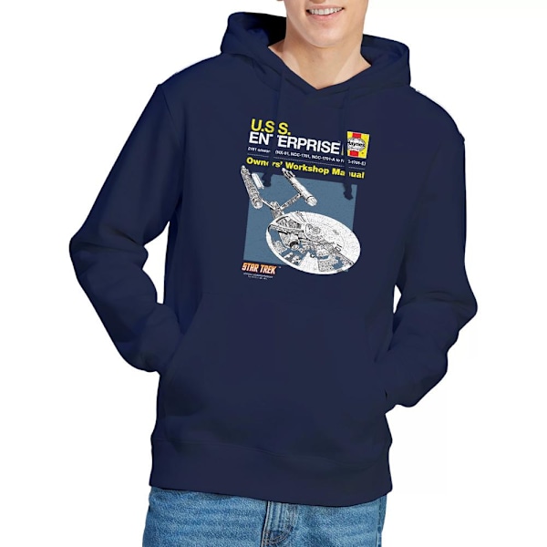 Star Trek Enterprise Manual Hoodie för män L Marinblå Navy L
