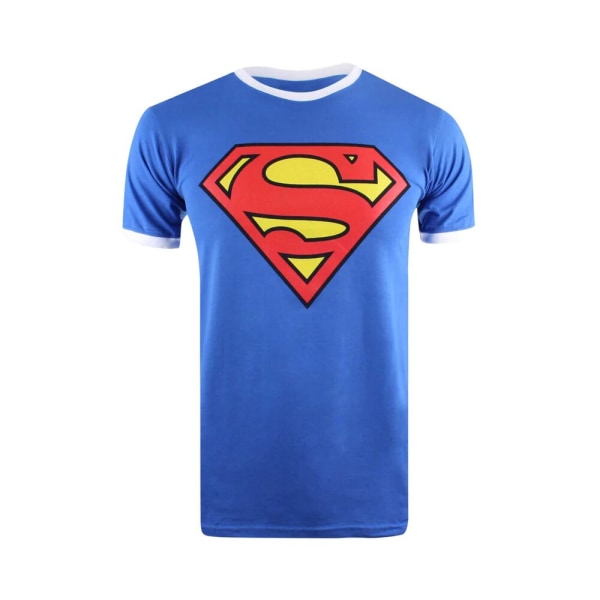 Superman Herr Ringer Logo T-shirt M Kunglig Blå/Vit/Röd Royal Blue/White/Red M