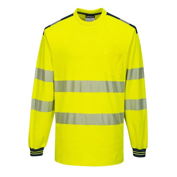 Portwest Herr PW3 Bomull Hi-Vis Comfort Långärmad T-shirt S Yellow/Navy S