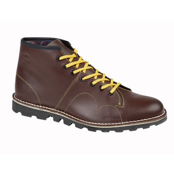 Grafters Original Retro Monkey Boots i belagt läder för män, 7 UK W Wine 7 UK