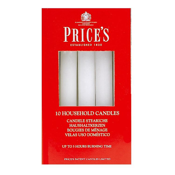 Price's Hushållsljus Vita 10-pack En Storlek En Färg One Colour One Size