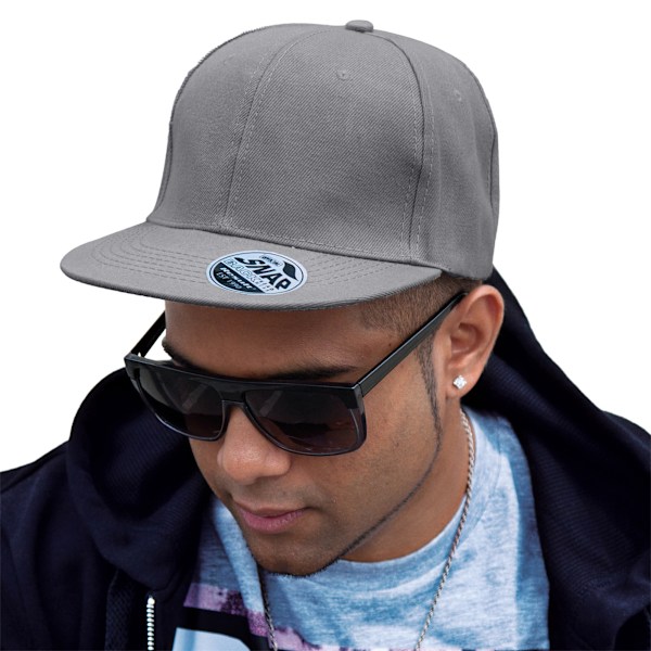 Result Headwear Bronx Original Flat Peak Snapback Cap One Size Heather Grey One Size