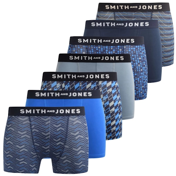 Smith & Jones Herr Zyden Boxershorts med Olika Mönster (Pack om Blue/Black/Navy XL