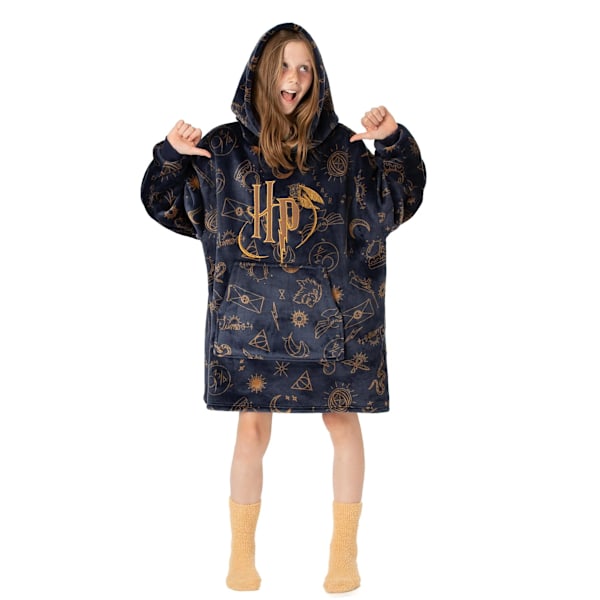 Harry Potter Barn/Barn Ikoner Oversized Hoodie En Storlek Marin Navy One Size