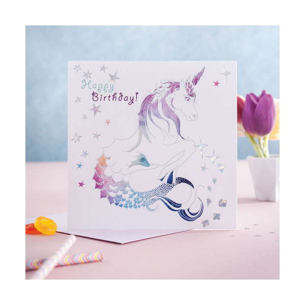 Deckled Edge prancing Myth Hälsningskort En one size Happy Birthd Happy Birthday - Merhorse (White/Ra One Size