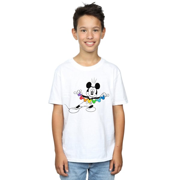 Disney Boys Mickey Mouse Rainbow Chain T-Shirt 5-6 år Vit White 5-6 Years