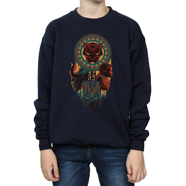 Marvel Boys Black Panther Totem Sweatshirt 7-8 år Marinblå Navy Blue 7-8 Years