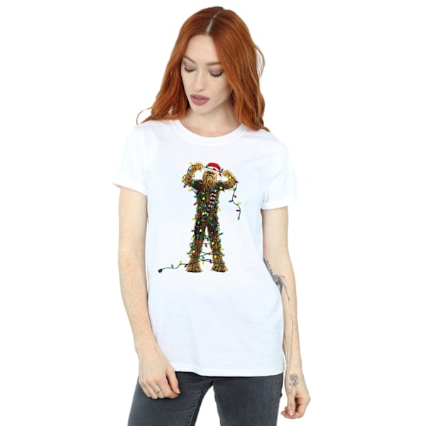 Star Wars Dam/Damer Chewbacca Julbelysning Bomull Pojkvän T-shirt White S