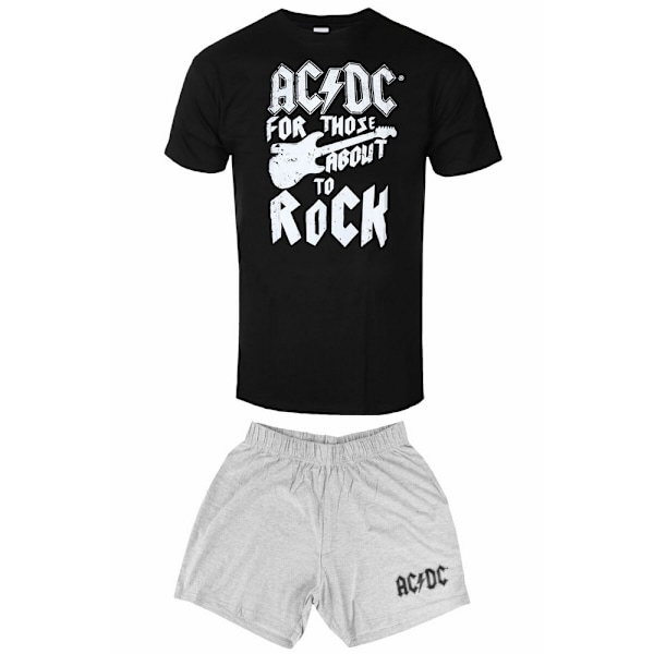 AC/DC Unisex Vuxen För Dem Som Ska Rocka Gitarr Kort Pyjamas Black/Grey M