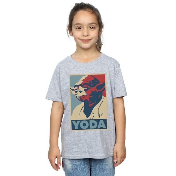 Star Wars Girls Yoda Poster Bomull T-shirt 5-6 år Sport Grå Sports Grey 5-6 Years