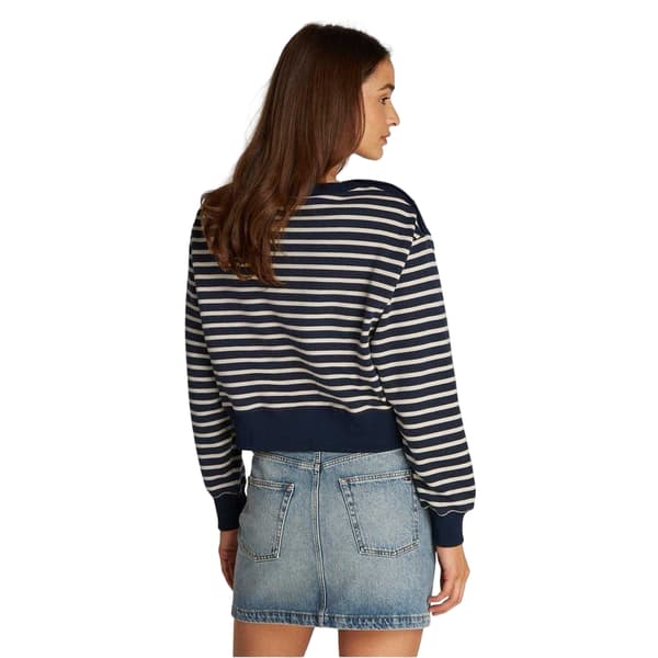 Tommy Hilfiger Dam/Dam Randig Båtringad Normal Sweatshirt Black/White 14 UK