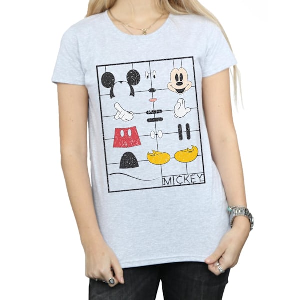 Disney Dam/Kvinnor Mickey Mouse Byggsats Bomull T-shirt Sports Grey L