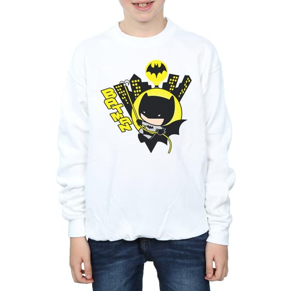 DC Comics Pojkar Chibi Batman Swinging Tröja 12-13 År Vit White 12-13 Years