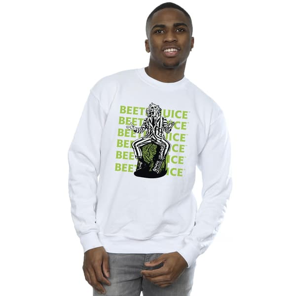 Beetlejuice Herr Tröja Pose Repeat Logo Sweatshirt S Vit White S