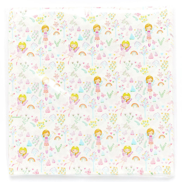 Amscan Fairy Princess engångsservetter (16-pack) One Size Off White/Pink/Green One Size