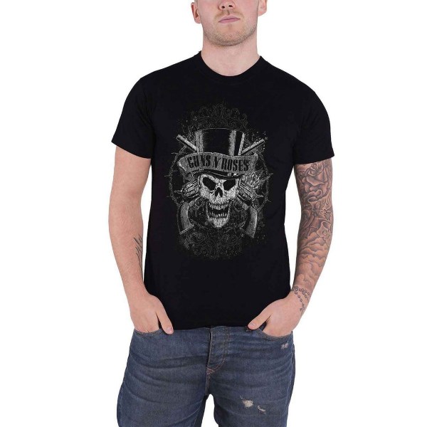 Guns N Roses Unisex Adult Faded Skull T-shirt i bomull XL Svart Black XL