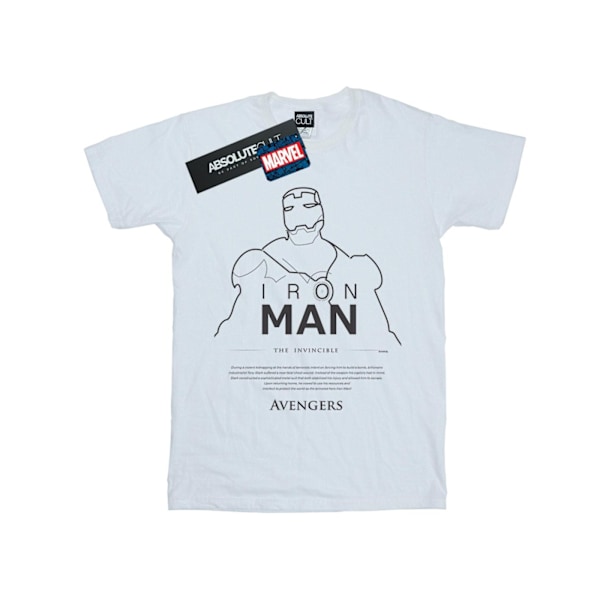 Marvel Boys Iron Man Single Line T-Shirt 7-8 år Vit White 7-8 Years