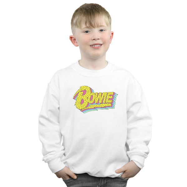 David Bowie Boys Moonlight 90-talets logotyptröja 12-13 år Vit White 12-13 Years