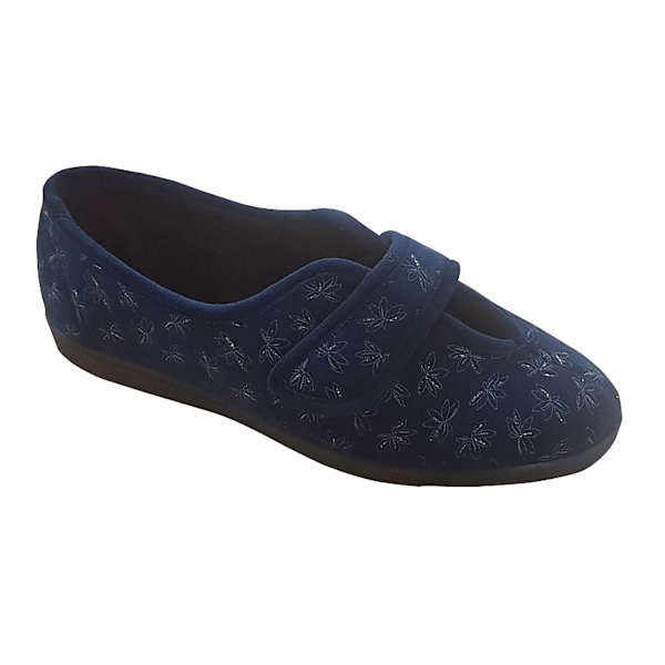 Sleepers Dam/Dam Ivy Floral V-hals Touch Fastening Slip Navy Blue 4 UK