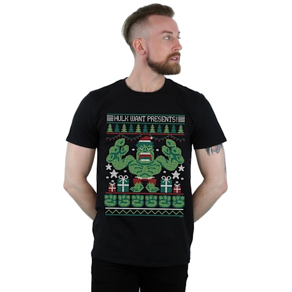 Marvel Herr Hulk Want Presents Fair Isle T-Shirt L Svart Black L