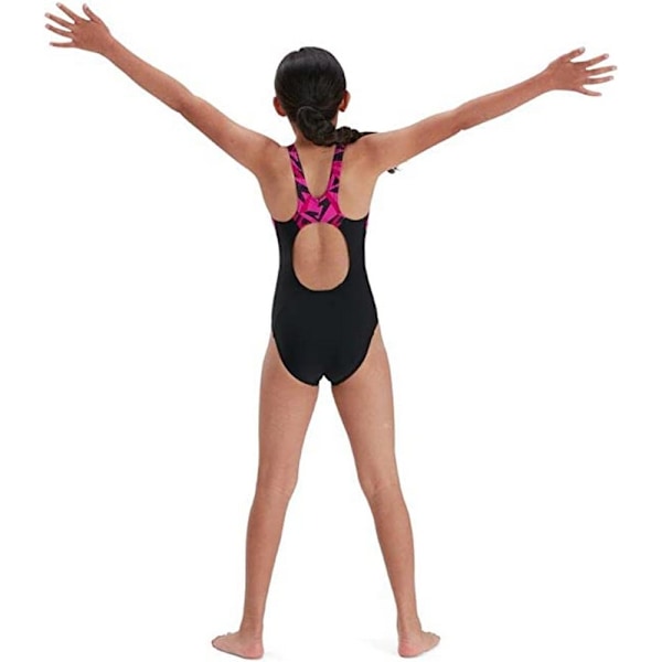 Speedo Girls Hyper Boom Splice One Piece Swimsuit 5-6 år Bla Black/Pink 5-6 Years