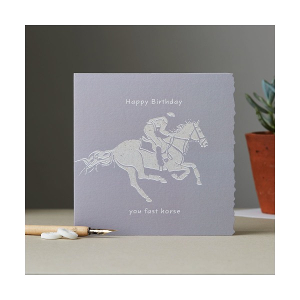 Deckled Edge Color Block Pony Greetings Card One Size Happy Bi Happy Birthday You Fast Horse - Rac One Size