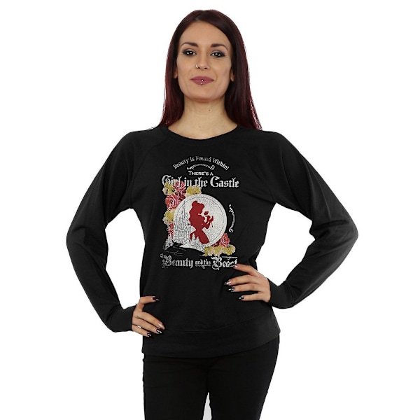 Skönheten och odjuret Dam/Dam Tjej i slottet Sweatshirt Black M