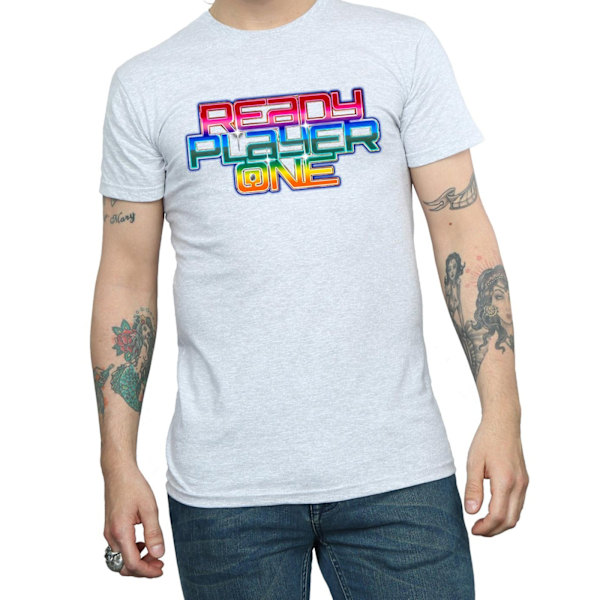 Ready Player One Herr Regnbågslogotyp T-shirt M Sports Grey Sports Grey M