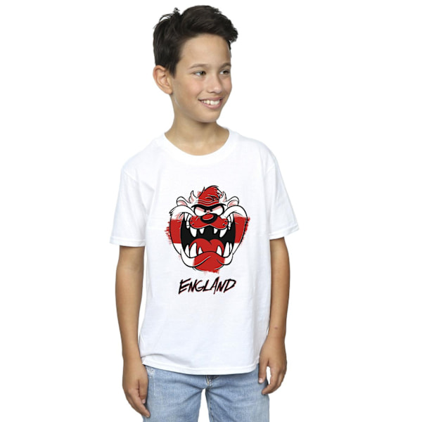 Looney Tunes Boys Taz England Face T-Shirt 12-13 år Vit White 12-13 Years