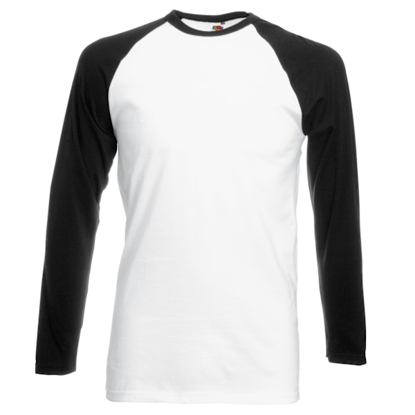 Fruit Of The Loom Herr Långärmad Baseball T-Shirt XL Vit/Svart White/Black XL