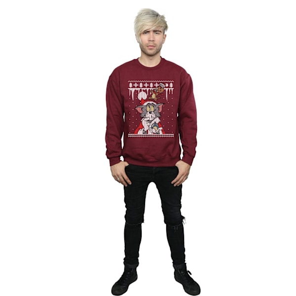 Tom And Jerry Herr Jul Fair Isle Sweatshirt XXL Bourgogne Burgundy XXL