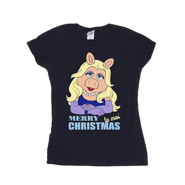 Disney Dam/Damer Muppets Miss Piggy Queen of Holidays Cotto Navy Blue M