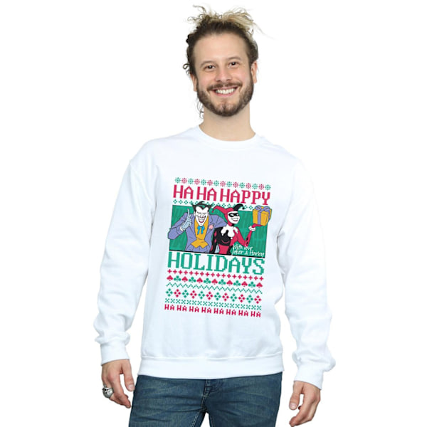 DC Comics Herr Joker Och Harley Quinn Ha Ha Happy Holidays Sweatshirt White XL