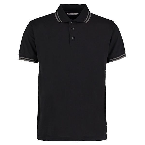 Kustom Kit Herr Tipped Classic Polo Shirt S Svart/Kol Black/Charcoal S