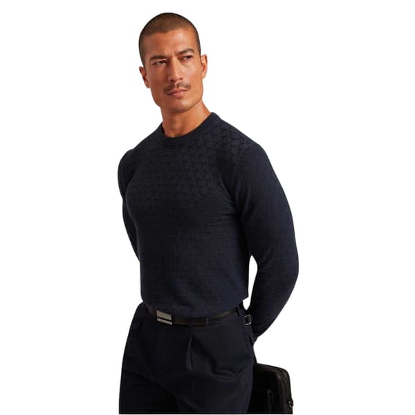 Ted Baker Herr Stickad Tröja med Rund Hals M Marinblå Navy M
