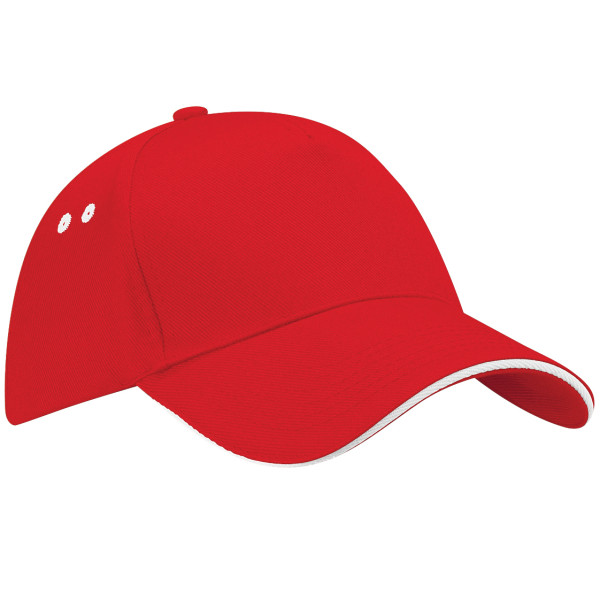Beechfield Unisex Ultimate 5 Panel Contrast Baseball Cap Med S Classic Red/White One Size