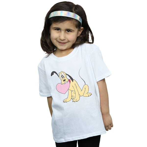 Disney Girls Pluto Love Heart Bomull T-shirt 5-6 år Vit White 5-6 Years