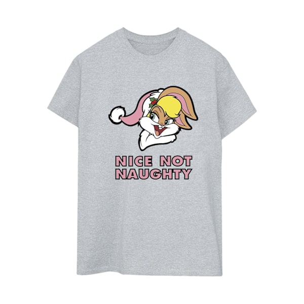 Looney Tunes Dam/Damer Lola Naughty Not Nice Bomull Boyfriend T-Shirt Sports Grey L