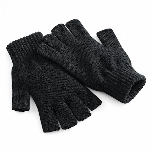 Beechfield Unisex Plain Basic Fingerless Vinterhandskar L/XL Bla Black L/XL