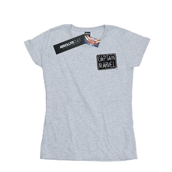Marvel Womens/Ladies Captain Marvel Bröstlapp Bomull T-shirt Sports Grey L