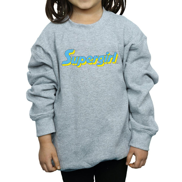 DC Comics Girls Supergirl Text Logo Sweatshirt 7-8 år Sport Sports Grey 7-8 Years