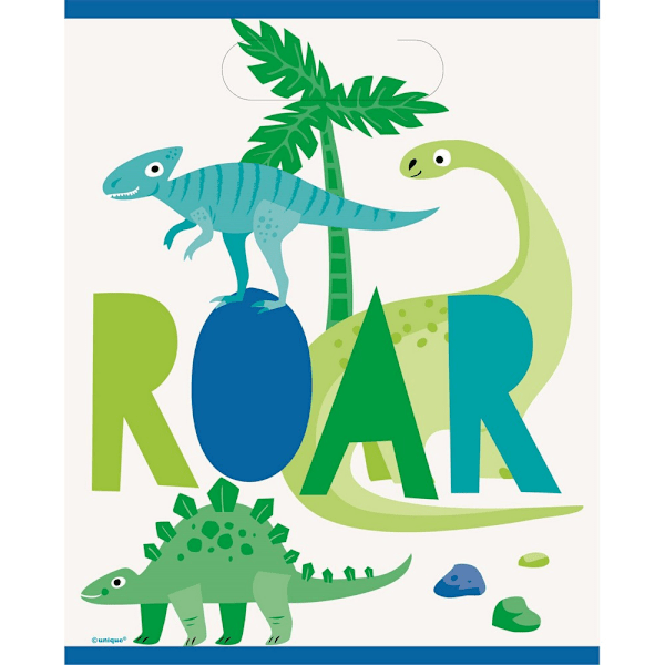 Unika Party Dinosaur Partypåse (8-pack) Storlek: One Size Blå/Grön Blue/Green/White One Size