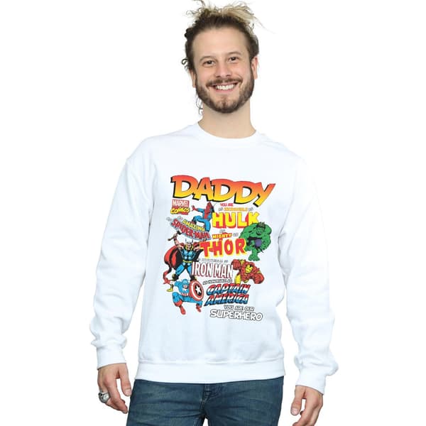 Marvel Herr Vår Pappa Superhjälte Sweatshirt 5XL Vit White 5XL