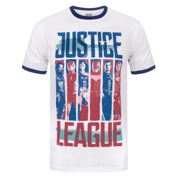 Justice League Mens Character Strips Ringer T-Shirt XXL Vit White XXL