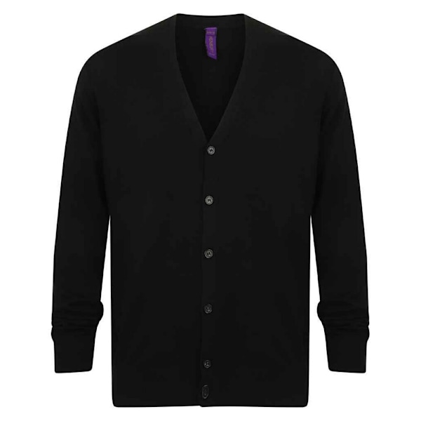 Henbury Herr Bomull Akryl V-ringad Koftan S Svart Black S