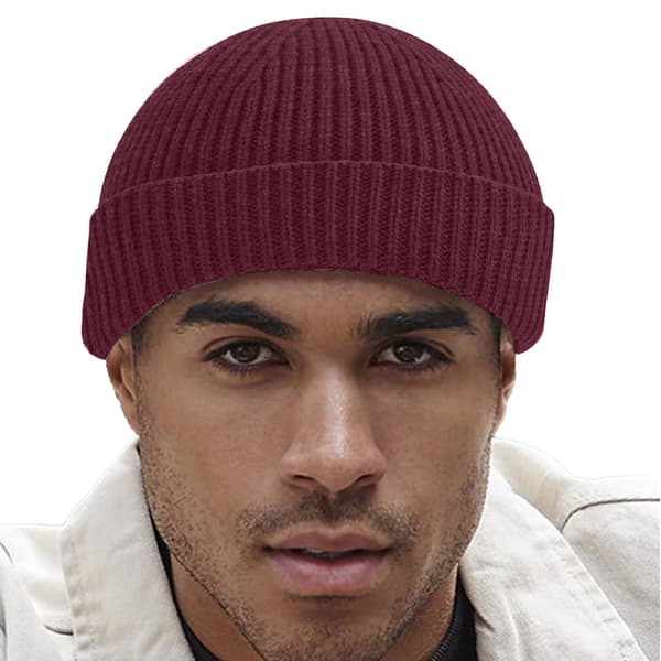 Beechfield Engineered Stickad Ribbad Mössa One Size Burgundy Burgundy One Size