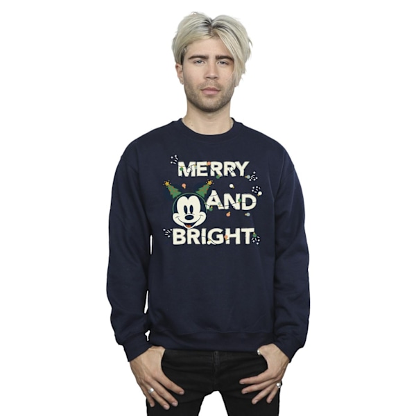 Disney Herr Mickey Mouse Merry & Bright Sweatshirt 3XL Marinblå Navy Blue 3XL