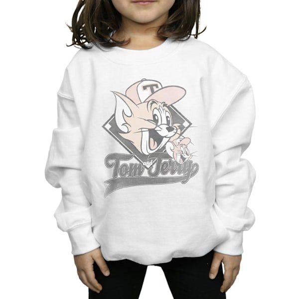 Tom And Jerry Girls Baseball Caps Sweatshirt 7-8 år Vit White 7-8 Years