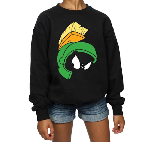 Looney Tunes Girls Marvin The Martian Face Sweatshirt 5-6 år Black 5-6 Years